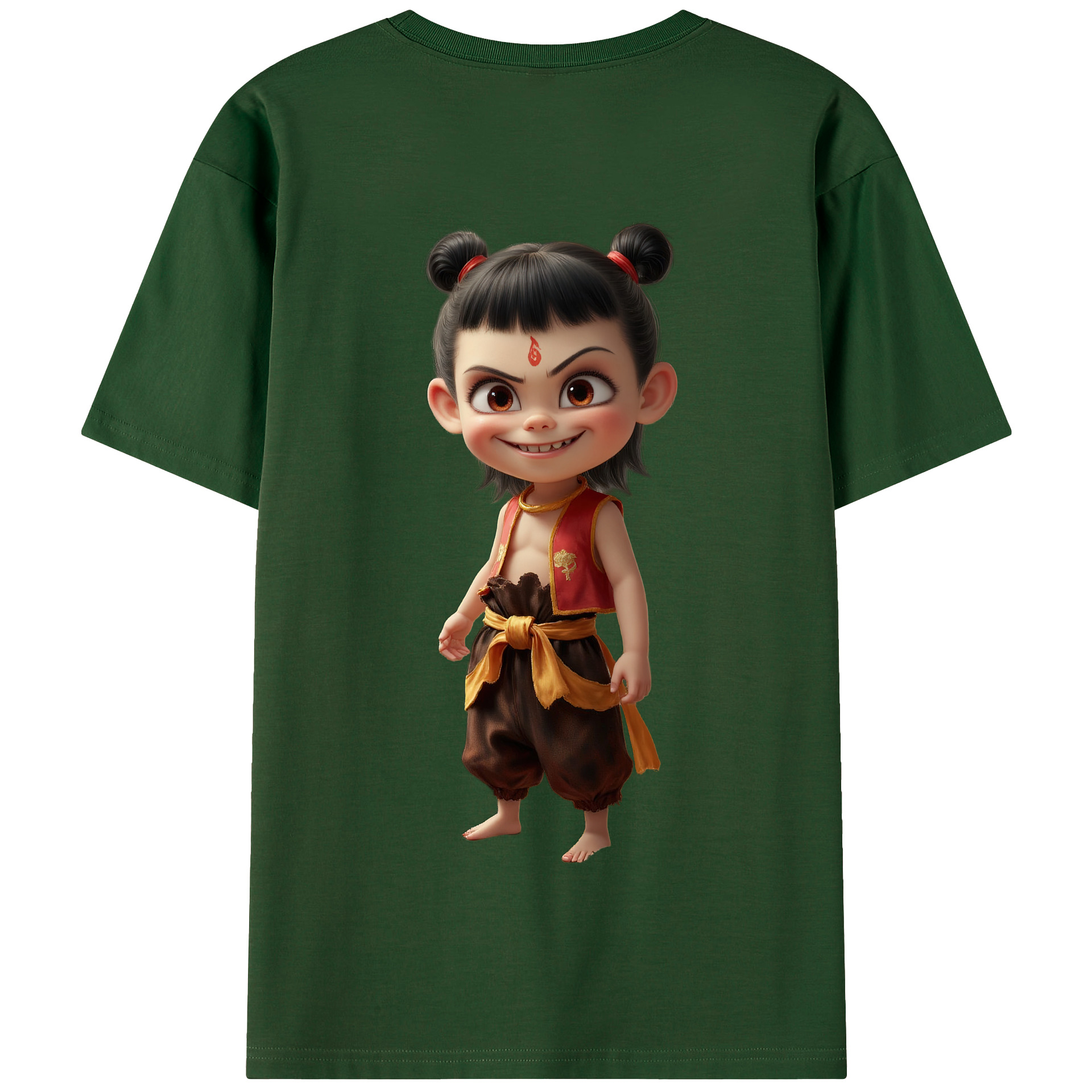 （画像用） Ne Zha 2 ナタ 魔童の大暴れ 綿100％半袖Tシャツ（背面プリント）